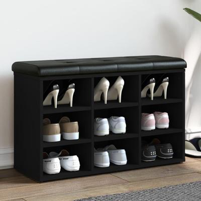 Schoenenbank 82x32x50 cm bewerkt hout zwart