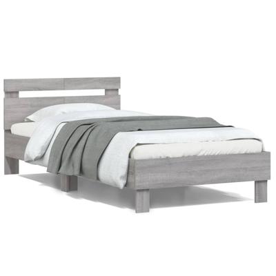 Bedframe met hoofdeinde en LED grijs sonoma eiken 120x190 cm - thumbnail