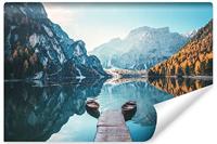 Fotobehang - Meer Lago di Braies Italië, premium print, inclusief behanglijm - thumbnail