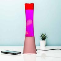 Lavalamp roze met roze vloeistof en witte lava - thumbnail