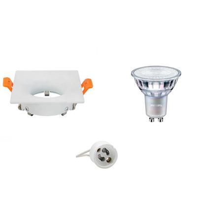 Philips LED Inbouwspot Set GU10 - Vierkant Mat Wit - Dimbaar 3.7W