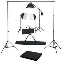 vidaXL Fotostudioset met softboxlampen en achtergrond - thumbnail