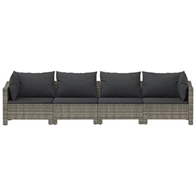 4-delige Loungeset met kussens poly rattan grijs 4-delige Loungeset met kussens poly rattan grijs
