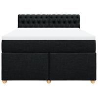 Boxspring met matras stof zwart 140x190 cm - thumbnail