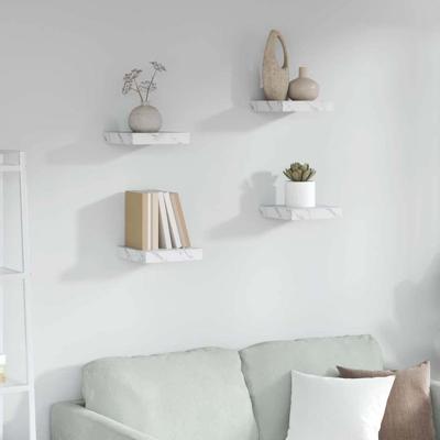 Wandplank 4 pcs Wit Marmer 23 x 23,5 x 4 cm Bewerkt hout