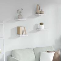Wandplank 4 pcs Wit Marmer 23 x 23,5 x 4 cm Bewerkt hout - thumbnail