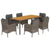 7-delige Tuinset met kussens poly rattan grijs - thumbnail