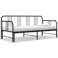 VidaXL Slaapbank uittrekbaar metaal zwart 90x200 cm - thumbnail