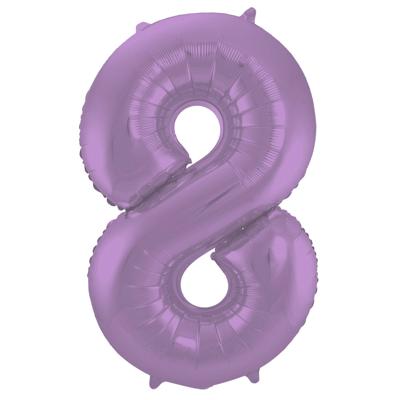 Folieballon Paars Metallic Mat Cijfer 8 - 86 cm