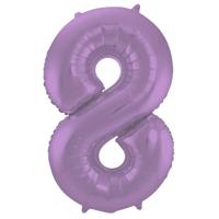 Folieballon Paars Metallic Mat Cijfer 8 - 86 cm - thumbnail