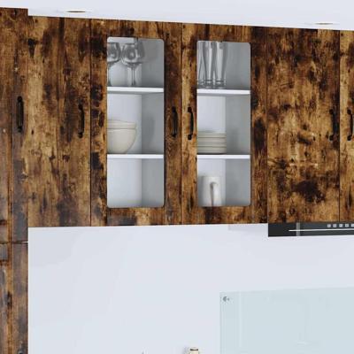 Keukenkast 2 pcs Gerookt eiken 40 x 31 x 80 cm Bewerkt hout