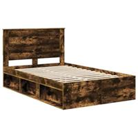 Bedframe met lade Gerookt eiken 135 x 190 cm Massief grenenhout - thumbnail