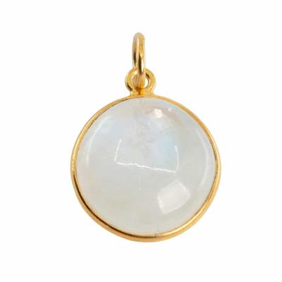 Edelsteen Hanger Rond Ontspanning - Regenboog Maansteen - 925 Zilver &