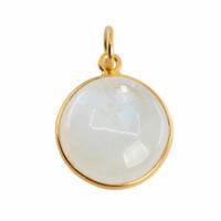 Edelsteen Hanger Rond Ontspanning - Regenboog Maansteen - 925 Zilver & - thumbnail
