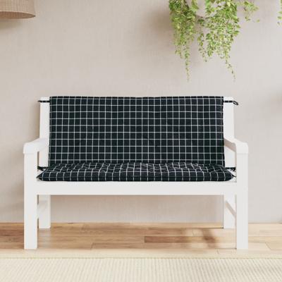 VidaXL Tuinbankkussens 2 st ruitpatroon 120x50x7 cm stof zwart