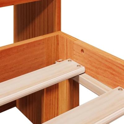 Bed met boekenkast zonder matras grenenhout wasbruin 100x200 cm