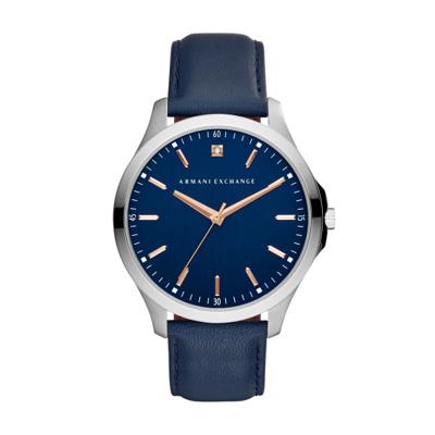 Horlogeband Armani Exchange AX2406 Leder Blauw 22mm Horlogeband Armani Exchange AX2406 Leder Blauw 22mm