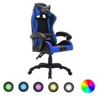 Racestoel met RGB LED-verlichting kunstleer blauw en zwart - thumbnail