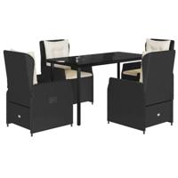 5-delige Tuinset met kussens poly rattan zwart - thumbnail