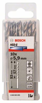 Bosch Accessories 2608585496 2608585496 HSS Metaal-spiraalboor 5.9 mm Gezamenlijke lengte 93 mm Geslepen DIN 338 Cilinderschacht 10 stuk(s)