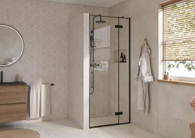 Saqu Grace draaideur met vast paneel rechts incl. antikalk 90x210cm mat zwart