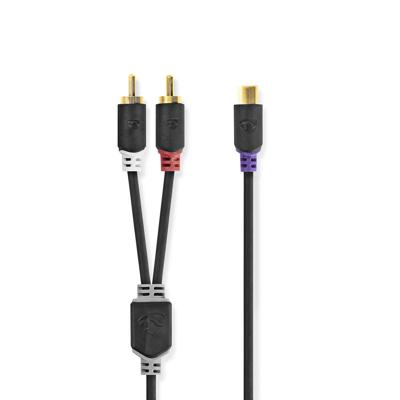 Nedis CABW24020AT02 Subwooferkabel 2x Rca Male - Rca Female 0,2 M Antraciet