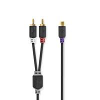 Nedis CABW24020AT02 Subwooferkabel 2x Rca Male - Rca Female 0,2 M Antraciet - thumbnail