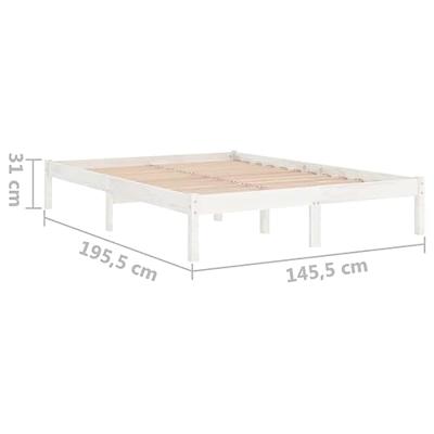 Bedframe massief grenenhout wit 140x190 cm