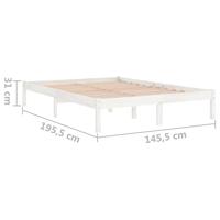 Bedframe massief grenenhout wit 140x190 cm - thumbnail