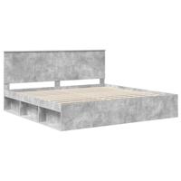 Bedframe met hoofdeinde Beton 200 x 200 cm Massief grenenhout - thumbnail