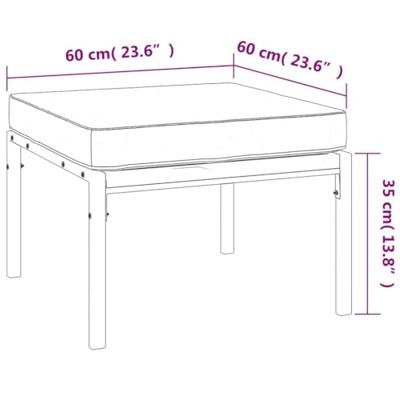 Tuinvoetenbanken met zandkleur kussens 2 st 60x60x35 cm staal - thumbnail