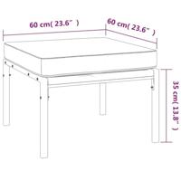 Tuinvoetenbanken met zandkleur kussens 2 st 60x60x35 cm staal - thumbnail