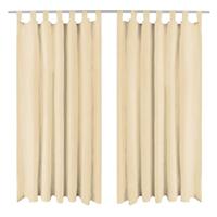 VidaXL Micro-satijnen gordijnen met lussen 140x175 cm beige 2 st - thumbnail