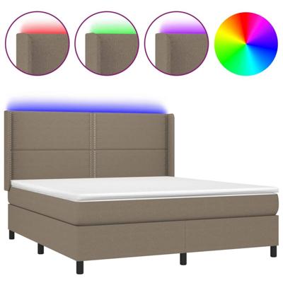 Boxspring met matras en LED stof taupe 180x200 cm