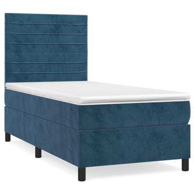 Boxspring met matras fluweel donkerblauw 140x200 cm - thumbnail