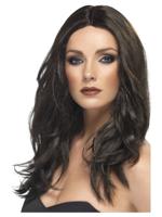 Pruik Superstar Lang Donker Bruin - thumbnail