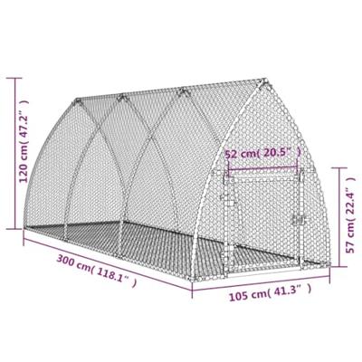 VidaXL Konijnenhok 300x105x120 cm gegalvaniseerd staal zilverkleurig