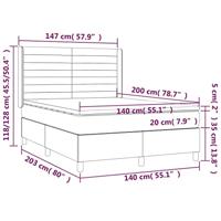Boxspring met matras en LED stof donkerbruin 140x200 cm - thumbnail