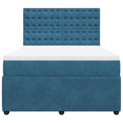 Boxspring met matras fluweel donkerblauw 160x200 cm