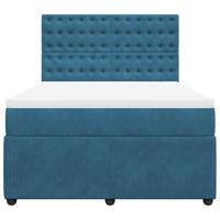 Boxspring met matras fluweel donkerblauw 160x200 cm - thumbnail