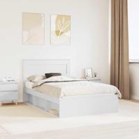 Bedframe met hoofdeinde Wit 120 x 190 cm Massief grenenhout - thumbnail