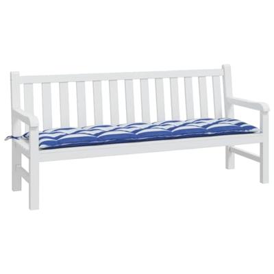 Bankkussen gestreept 180x50x7 cm stof wit en blauw Bankkussen gestreept 180x50x7 cm stof wit en blauw