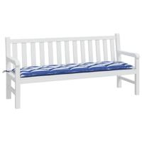 Bankkussen gestreept 180x50x7 cm stof wit en blauw - thumbnail