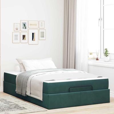 Bedframe met matras met opslag Donkergroen 120 x 190 cm Fluweel
