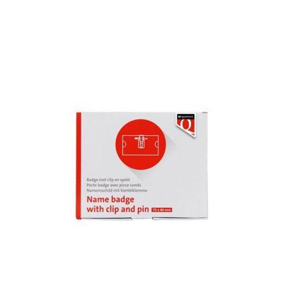 Badge Quantore met clip en speld 40x75mm