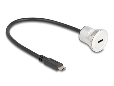Delock 88183 USB-C-kabel USB-C stekker, USB-C bus 0.30 m Zwart, Zilver