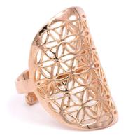 Ring Bloem des Levens Messing Roze Goudkleur - thumbnail