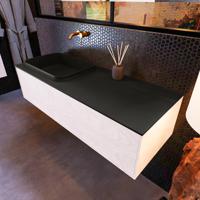 Badkamermeubelset Mondiaz Erin 120 cm met 1 Lade met RIDGE Wastafel Links Urban Zonder Kraangaten Greeploos Mat Underlayment - thumbnail