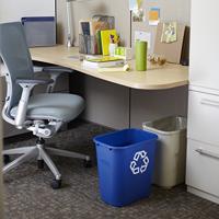 Rubbermaid recylagebak, zonder zijbakjes, 26,6 liter, blauw - thumbnail