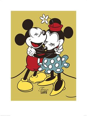 Kunstdruk Mickey and Minnie Mouse - True Love 60x80cm